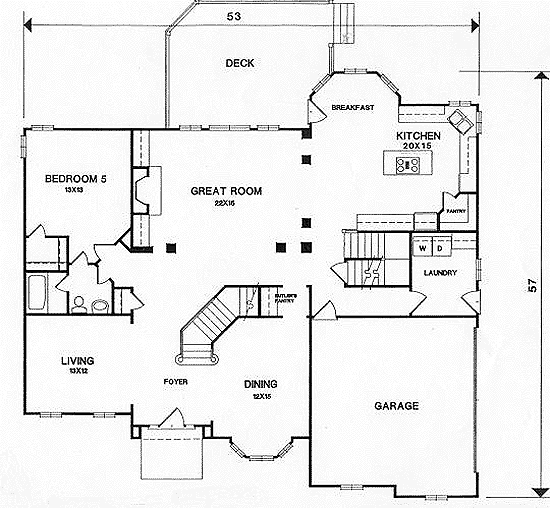 House Plan 45850 Level One