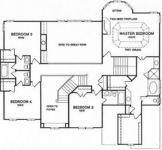 House Plan 45850 Level Two