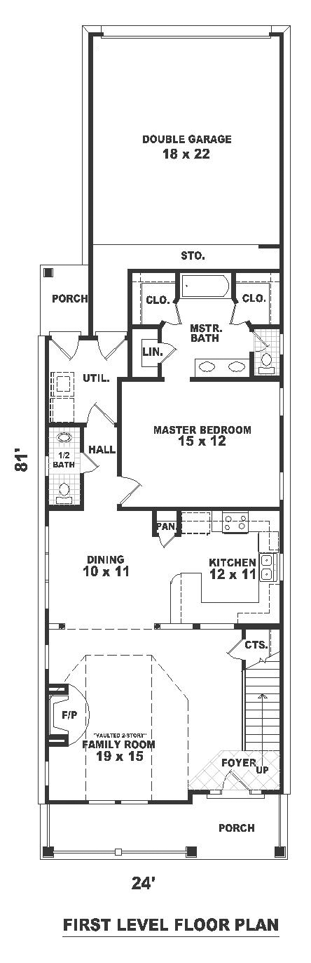 Plan 46365 | Traditional Style with 4 Bed, 3 Bath, 2 Car Garage