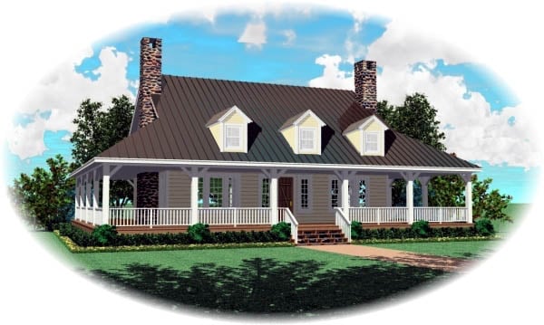 Country Plan with 2200 Sq. Ft., 3 Bedrooms, 3 Bathrooms Elevation