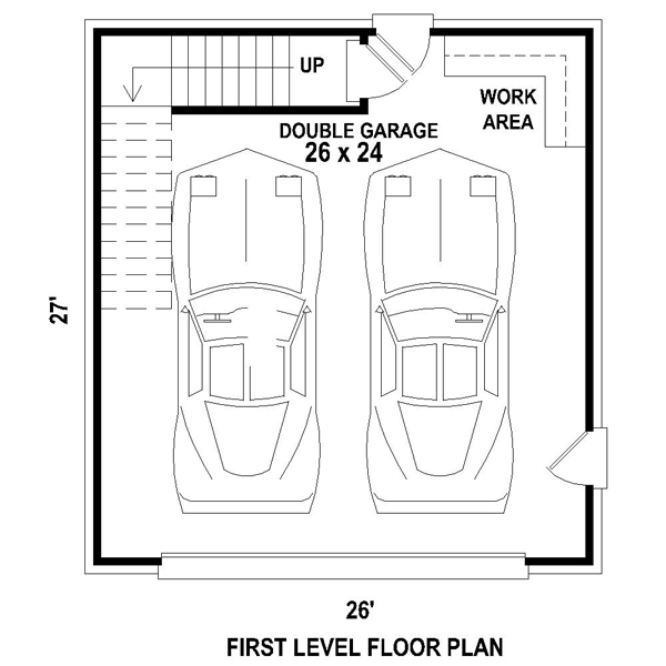 Garage Plan 47102 - 2 Car Garage Apartment Level One