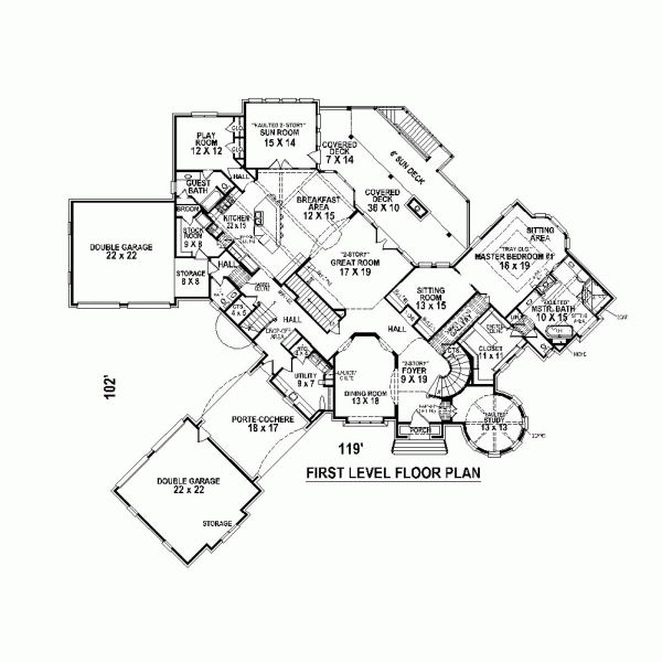 Plan 48310 European Style with 4 Bed, 6 Bath, 4 Car Garage