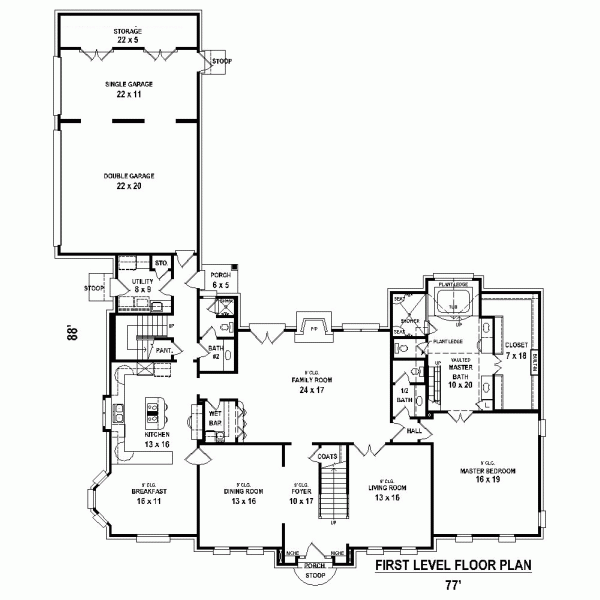 House Plan 48755 Level One