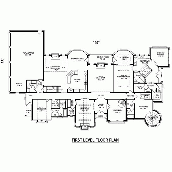 House Plan 48760 Level One