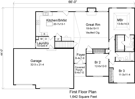 Plan 49060 | Ranch Style with 3 Bed, 2 Bath, 3 Car Garage