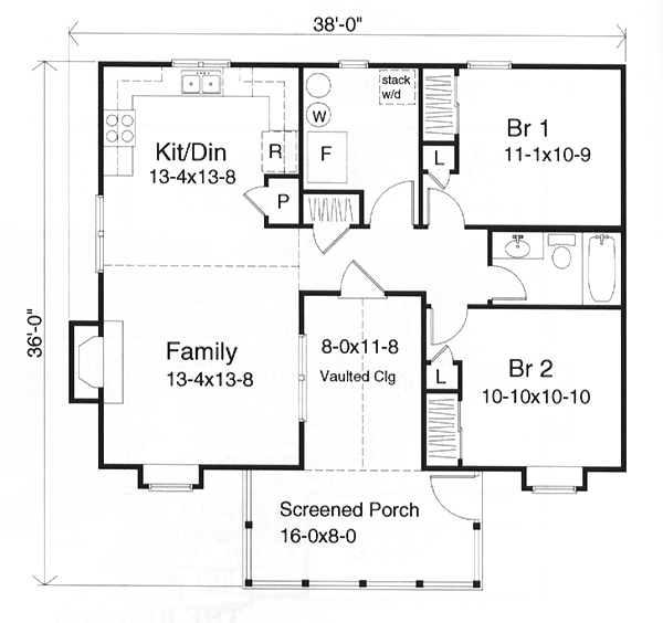 Plan 49121 | One-Story Style with 2 Bed, 1 Bath