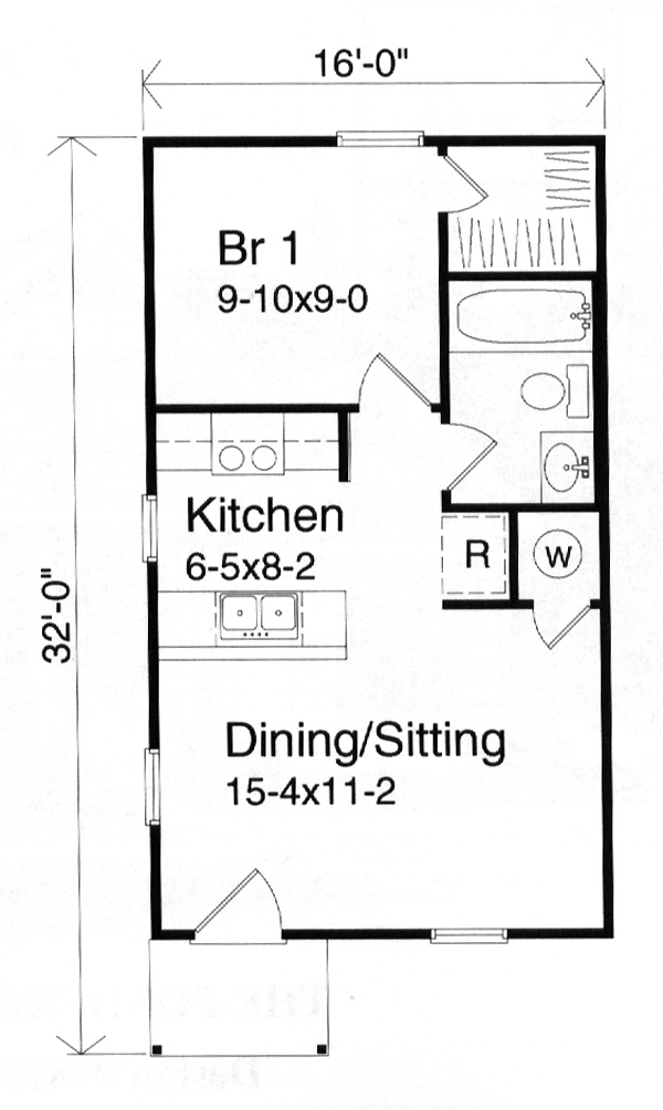 Cabin, Traditional House Plan 49132 with 1 Bed, 1 Bath Level One