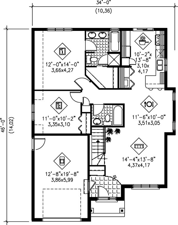 House Plan 49560 Level One
