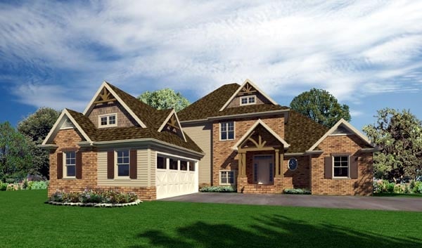 Craftsman Plan with 2569 Sq. Ft., 3 Bedrooms, 3 Bathrooms, 2 Car Garage Elevation