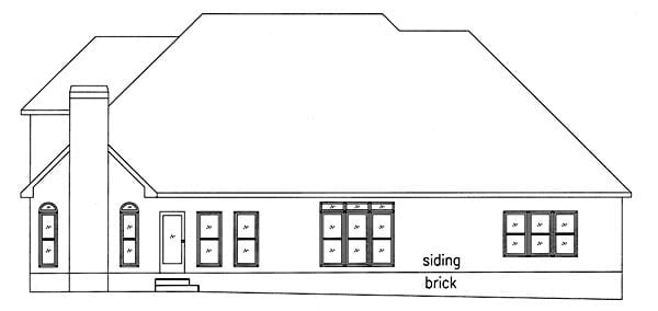 Country Plan with 3025 Sq. Ft., 4 Bedrooms, 4 Bathrooms, 3 Car Garage Rear Elevation