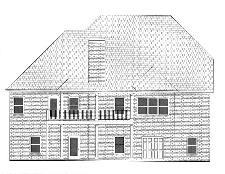 Traditional Plan with 2270 Sq. Ft., 4 Bedrooms, 4 Bathrooms, 3 Car Garage Rear Elevation