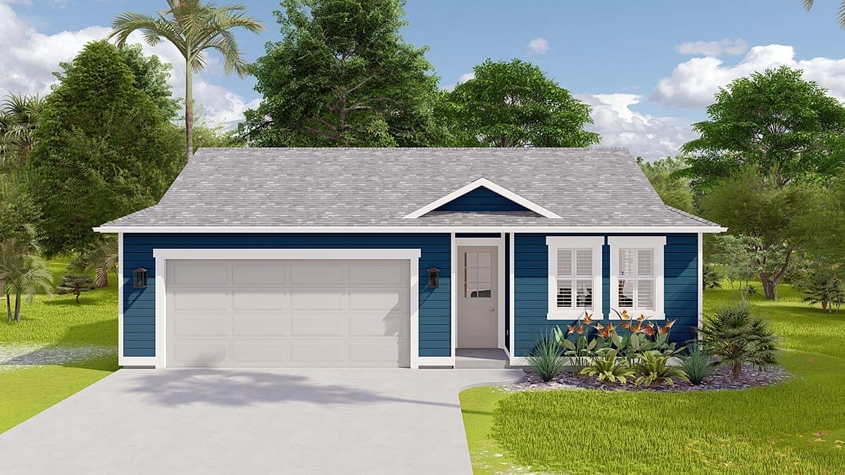 Country, Ranch, Traditional Plan, 2 Car Garage Elevation