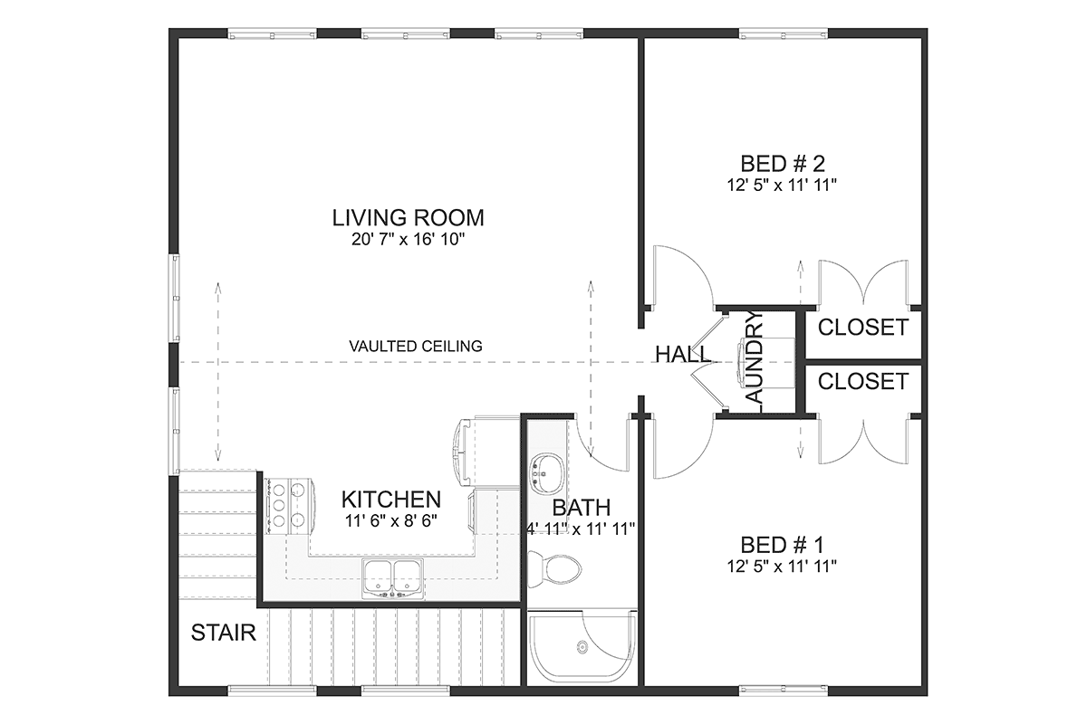 Garage-Living Plan 50567 Level Two