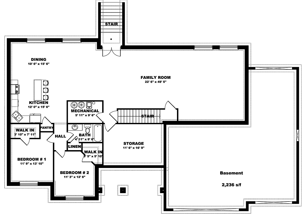House Plan 50583 Lower Level