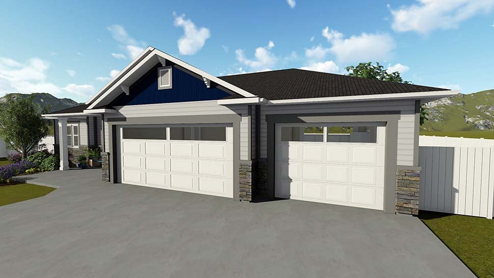 Craftsman, New American Style, Traditional Plan with 2963 Sq. Ft., 5 Bedrooms, 3 Bathrooms, 3 Car Garage Picture 4