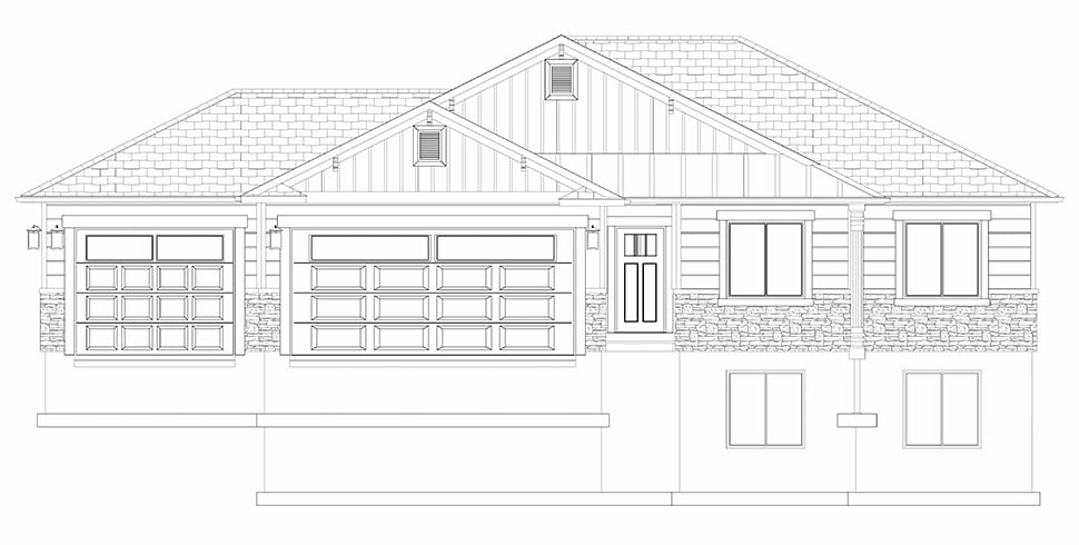 Craftsman, New American Style, Traditional Plan with 2963 Sq. Ft., 5 Bedrooms, 3 Bathrooms, 3 Car Garage Picture 41