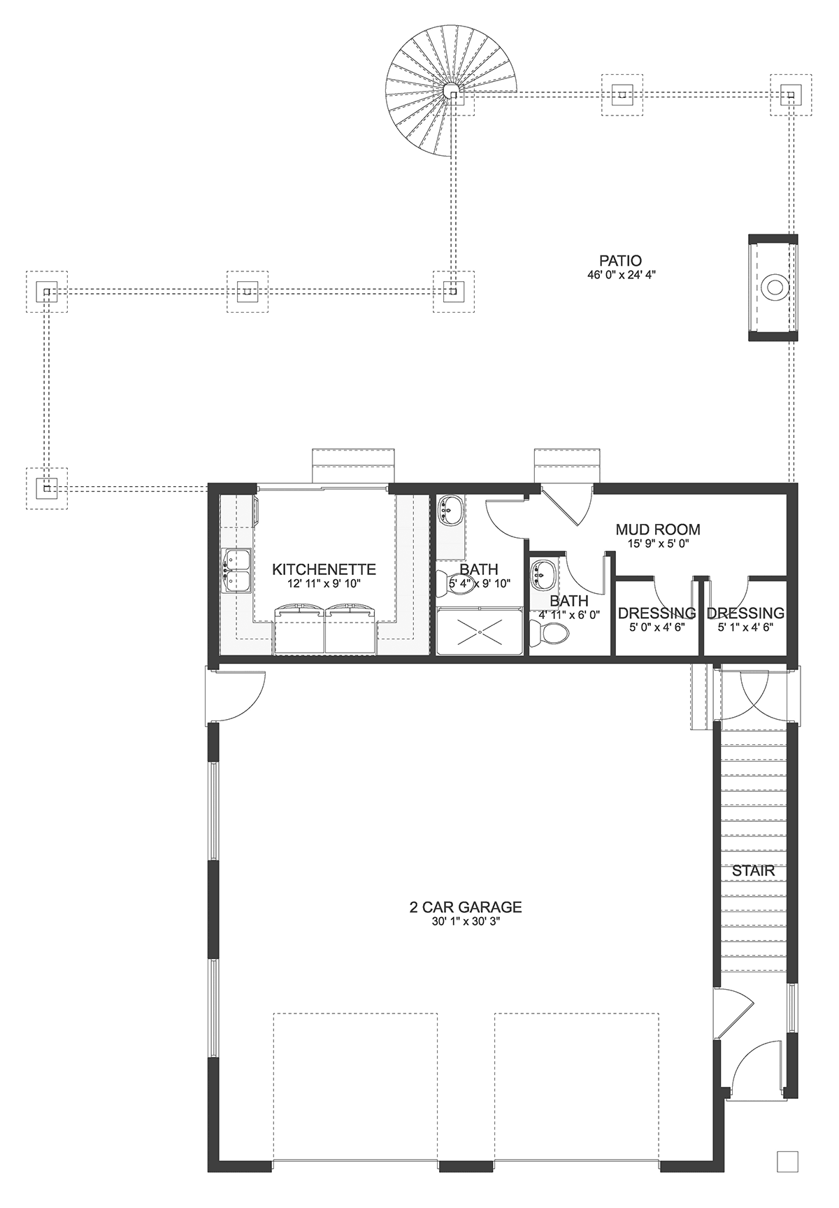 Garage-Living Plan 50585 Level One