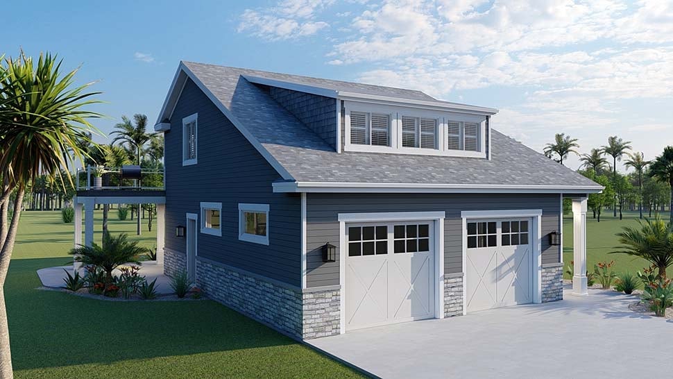 Cottage, Craftsman, Traditional Plan with 1305 Sq. Ft., 1 Bedrooms, 3 Bathrooms, 2 Car Garage Picture 4