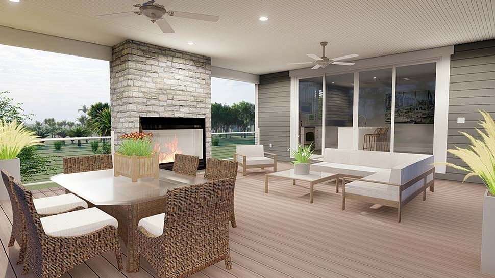Cottage, Craftsman, Traditional Plan with 1305 Sq. Ft., 1 Bedrooms, 3 Bathrooms, 2 Car Garage Picture 9