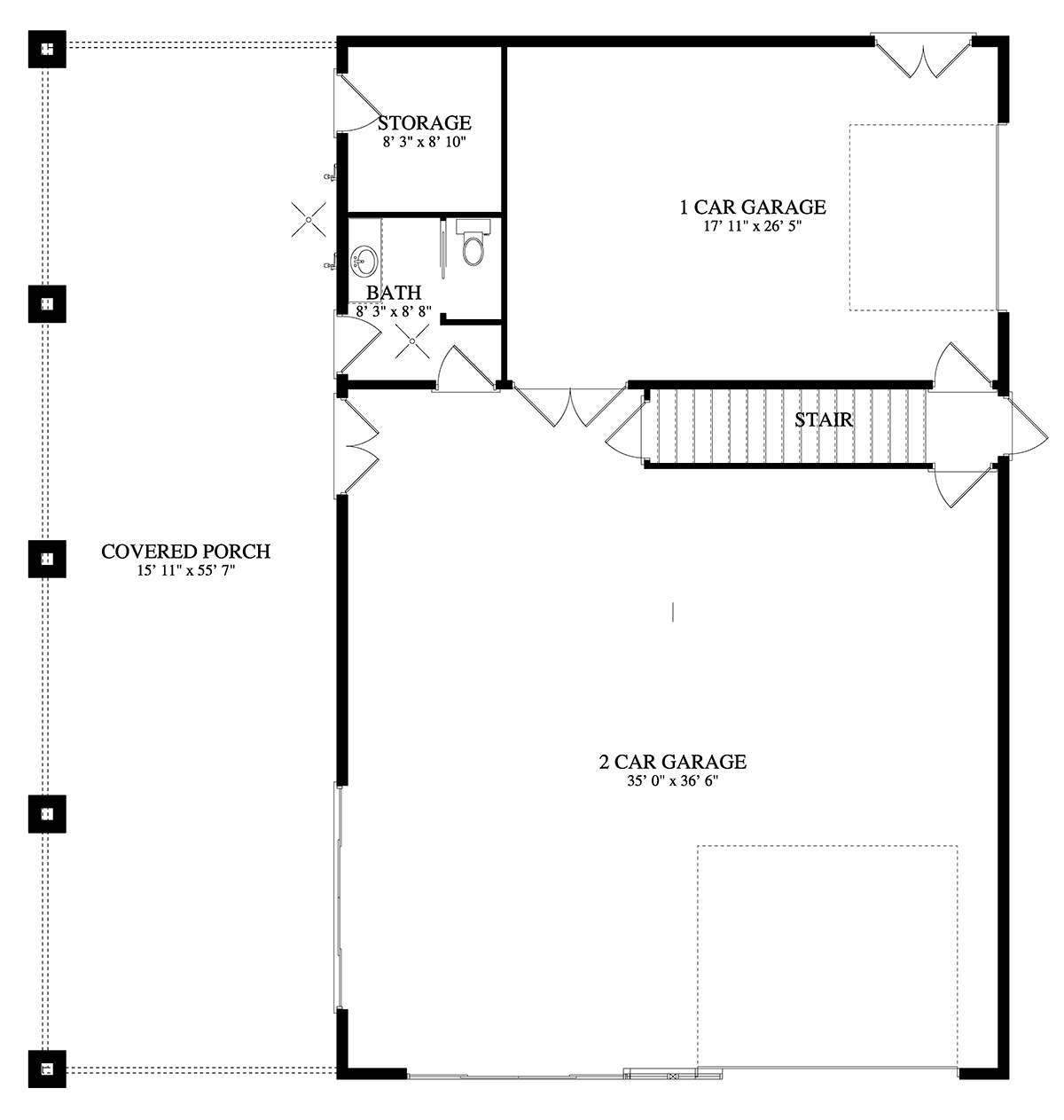 Garage-Living Plan 50591 Level One