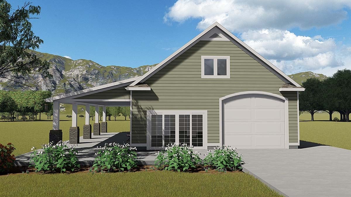 Country, Traditional Plan with 434 Sq. Ft., 1 Bedrooms, 2 Bathrooms, 3 Car Garage Elevation