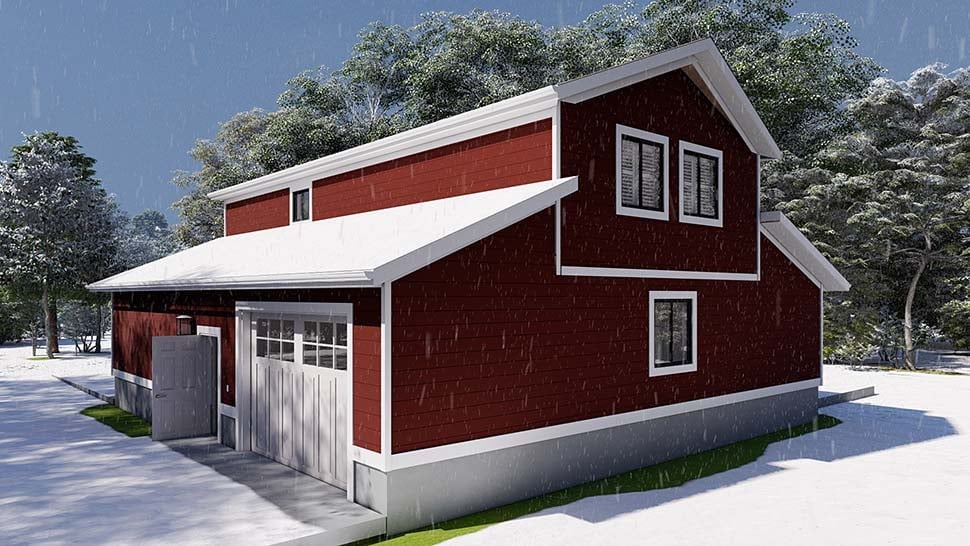 Barndominium, Country, Farmhouse Plan with 880 Sq. Ft., 1 Bedrooms, 2 Bathrooms, 4 Car Garage Picture 5