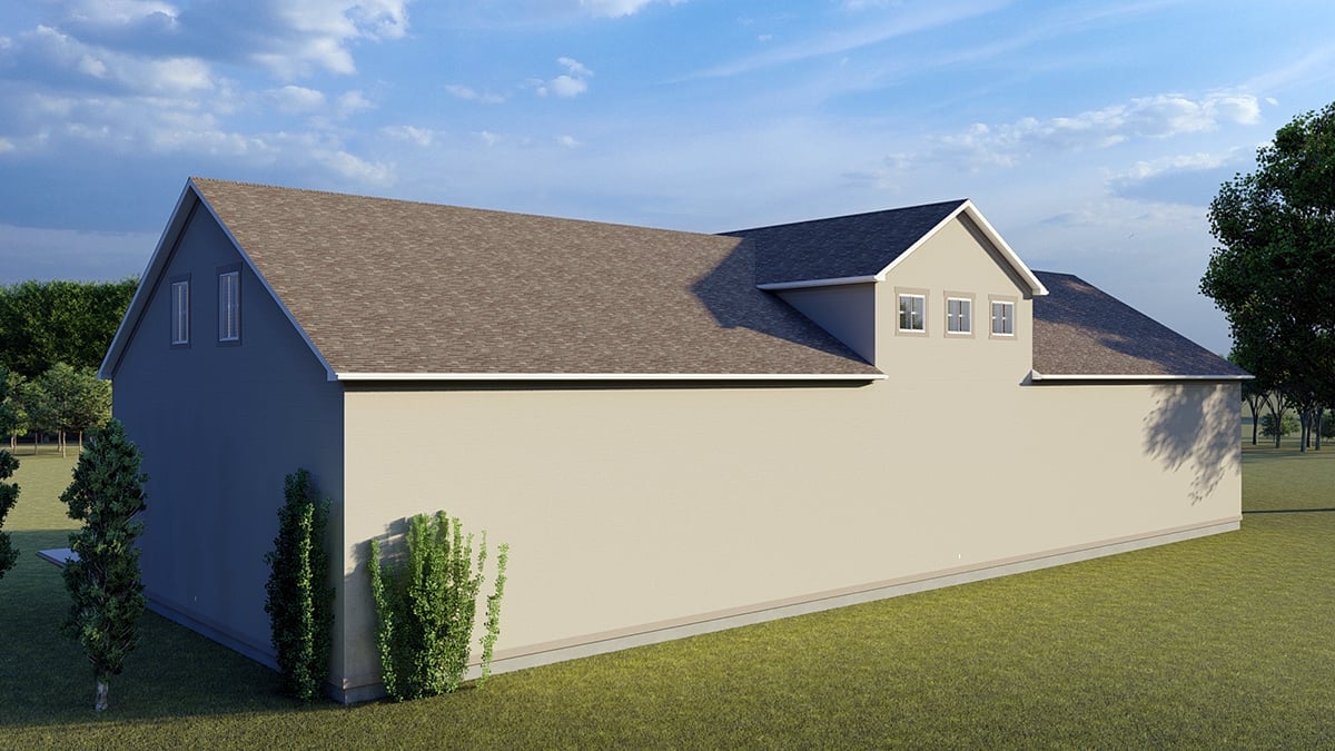 Country, Traditional Plan with 3709 Sq. Ft., 3 Bedrooms, 3 Bathrooms, 5 Car Garage Rear Elevation
