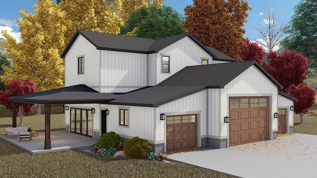 Barndominium, Country, Farmhouse, New American Style Plan with 2249 Sq. Ft., 2 Bedrooms, 3 Bathrooms, 2 Car Garage Picture 3