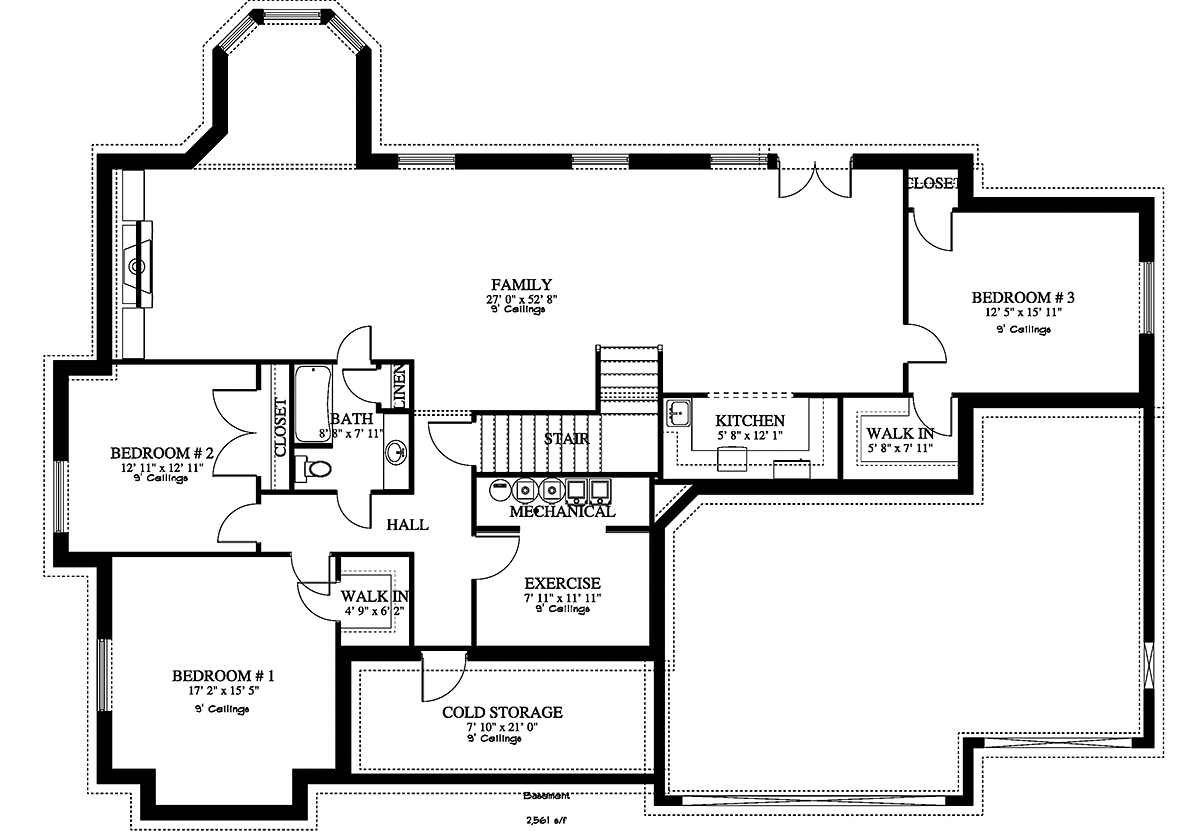 House Plan 50599 Lower Level