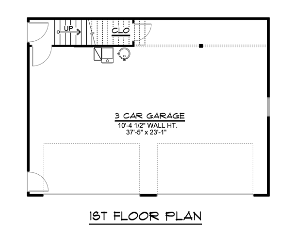 Colonial, Contemporary 3 Car Garage Apartment Plan 50707 with 1 Bed, 1 Bath Level One
