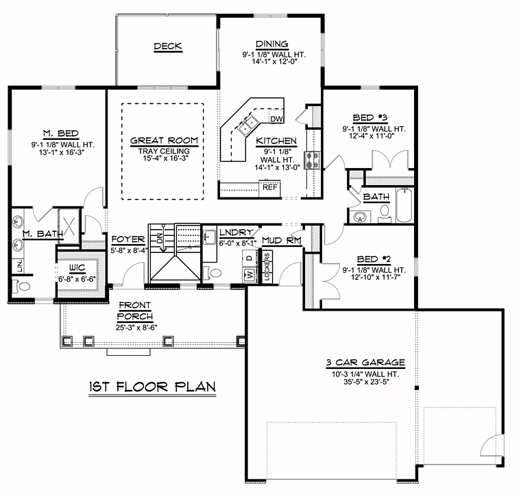 Plan 50719 | Ranch Style with 3 Bed, 2 Bath, 3 Car Garage