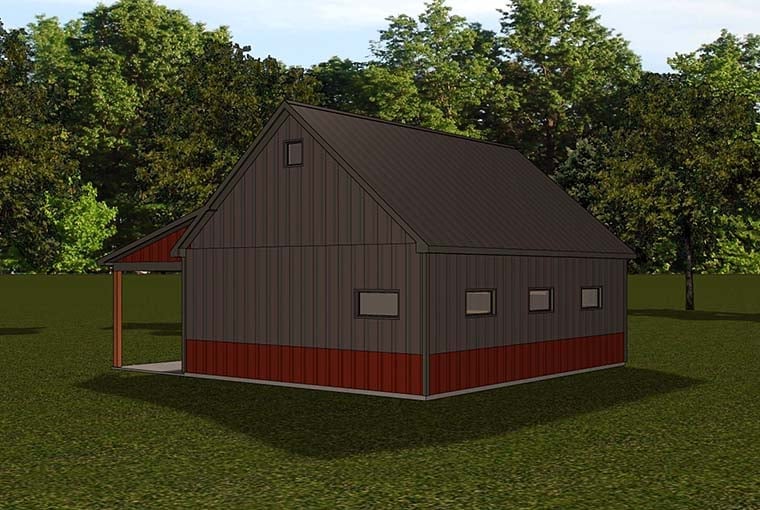Garage Plan 50787 - 1 Car Garage Apartment Rear Elevation