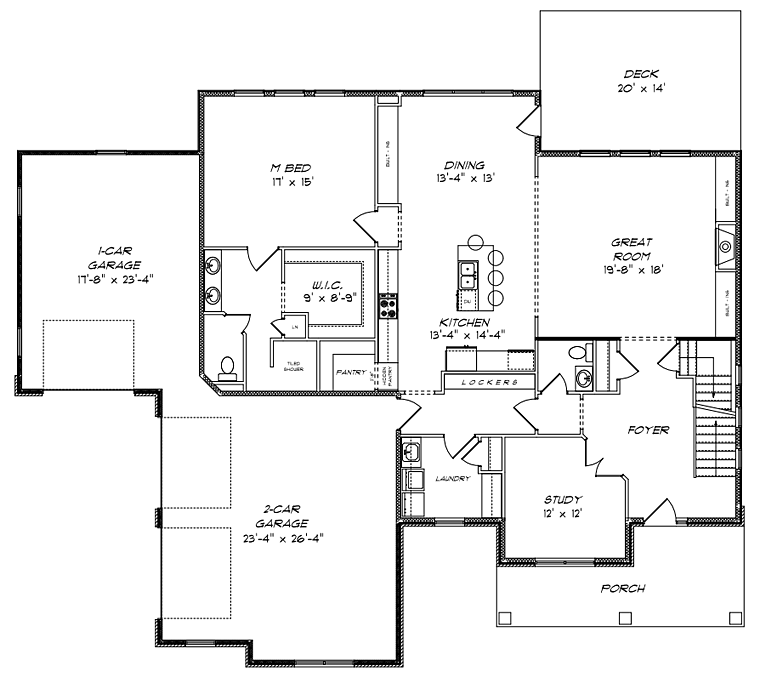 Plan 50904 | Traditional Style with 4 Bed, 3 Bath, 3 Car Garage