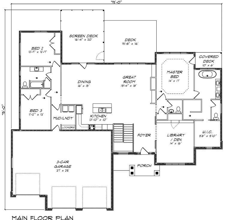 House Plan 50907 Level One