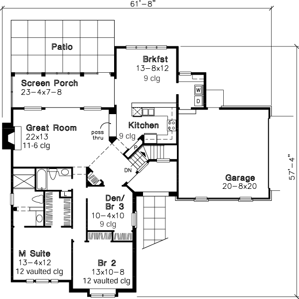 Plan 51110 | Ranch Style with 2 Bed, 2 Bath, 2 Car Garage