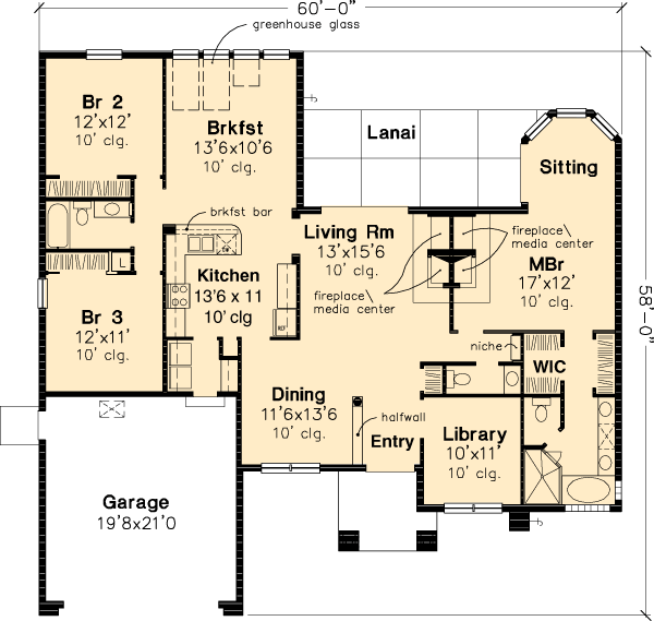 House Plan 51142 Level One