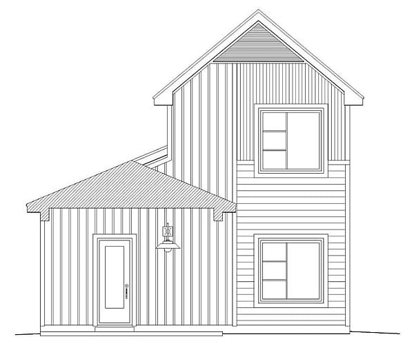 Traditional Plan with 1843 Sq. Ft., 3 Bedrooms, 2 Bathrooms, 2 Car Garage Rear Elevation