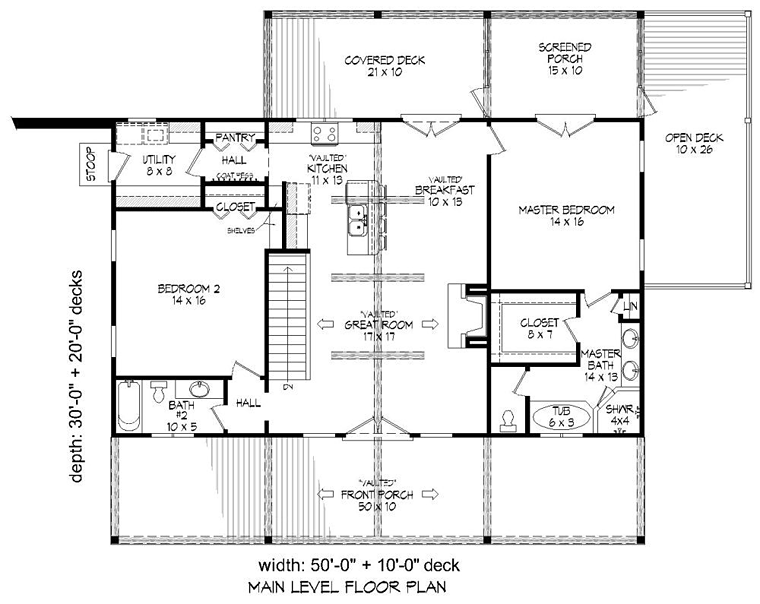 House Plan 51422 Level One