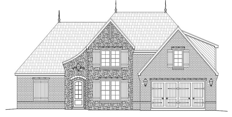 French Country, Traditional, Tudor Plan with 3018 Sq. Ft., 4 Bedrooms, 3 Bathrooms, 2 Car Garage Picture 2