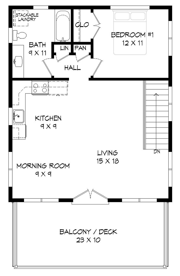 Garage-Living Plan 51479 Level Two