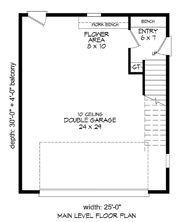 Garage-Living Plan 51493 Level One
