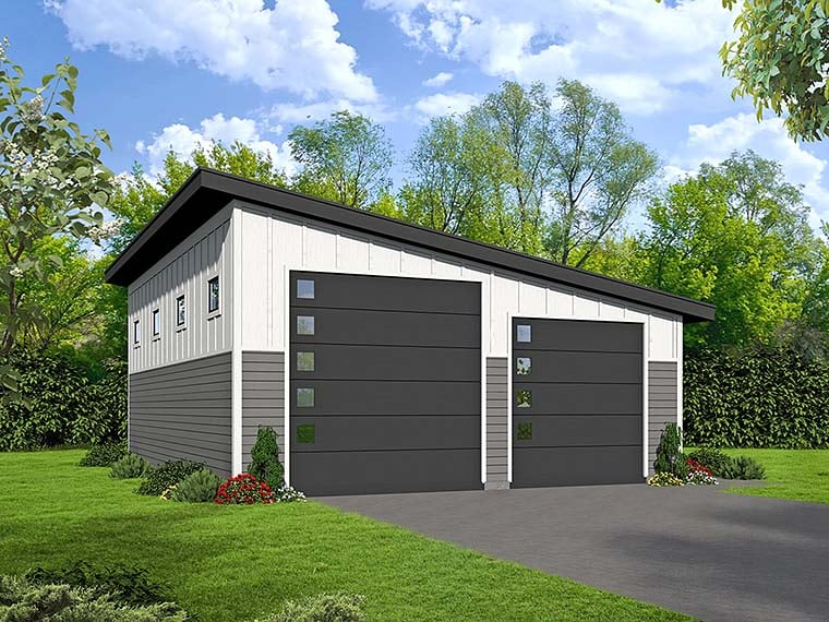 Modern Plan, 3 Car Garage Elevation