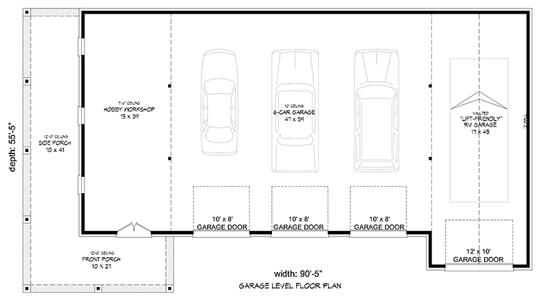Garage Plan 51541 - 6 Car Garage Level One