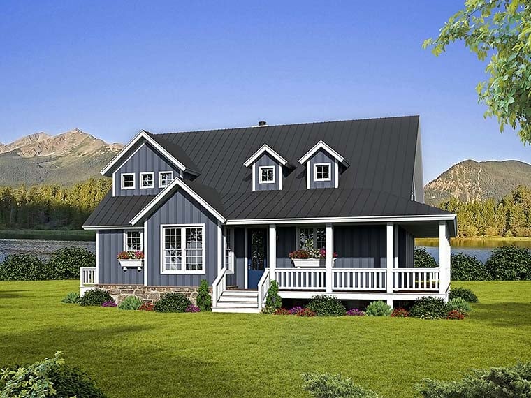 Cabin, Country, Southern, Traditional Plan with 2095 Sq. Ft., 3 Bedrooms, 3 Bathrooms Elevation