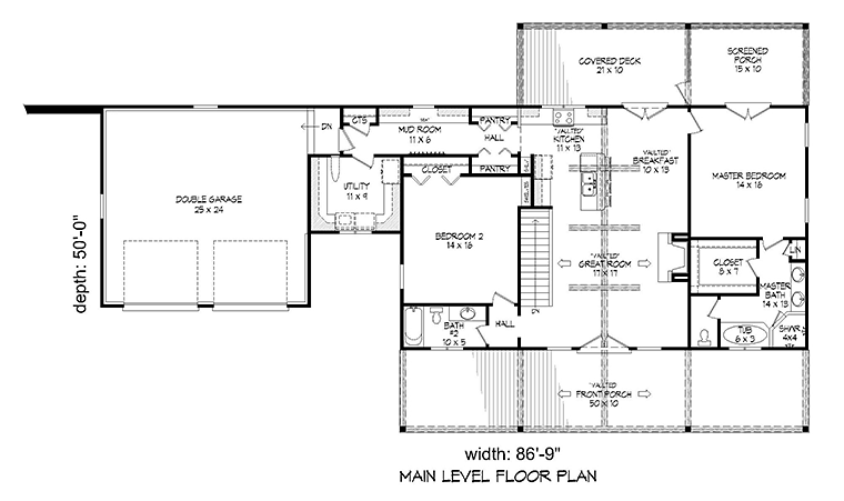 House Plan 51551 Level One