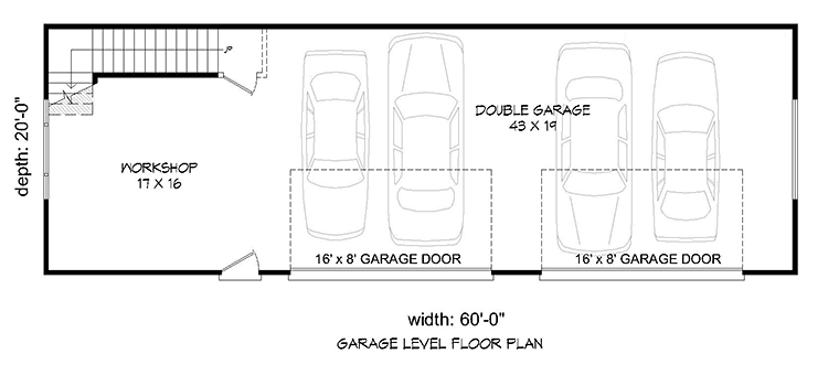 Garage Plan 51596 - 4 Car Garage Level One