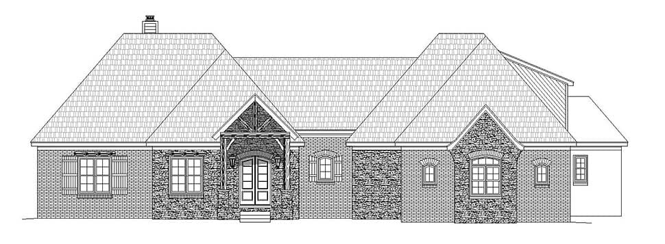 European, French Country Plan with 3447 Sq. Ft., 3 Bedrooms, 3 Bathrooms, 2 Car Garage Picture 4