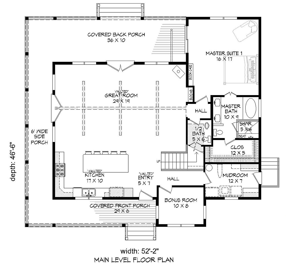 House Plan 51605 Level One