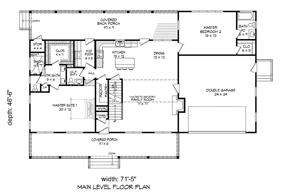 House Plan 51637 Level One