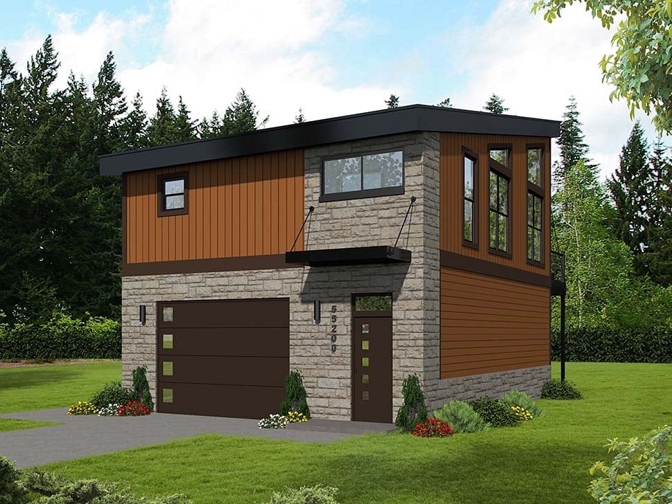 Garage-Living Plan 51652 Rear Elevation